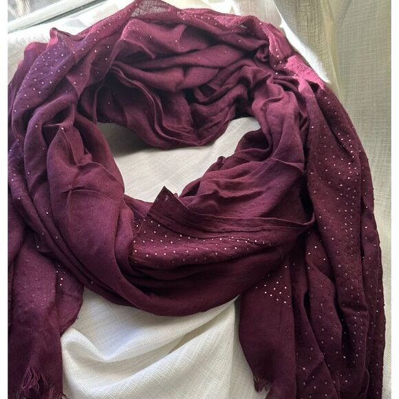 White House Black Market burgundy ￼embellished scarf - Picture 3 of 3